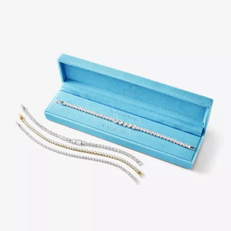 Sparkle Allure Womens Cubic Zirconia Pure Silver Over Brass Rectangular Round Square 7.5 Inch Tennis Bracelet