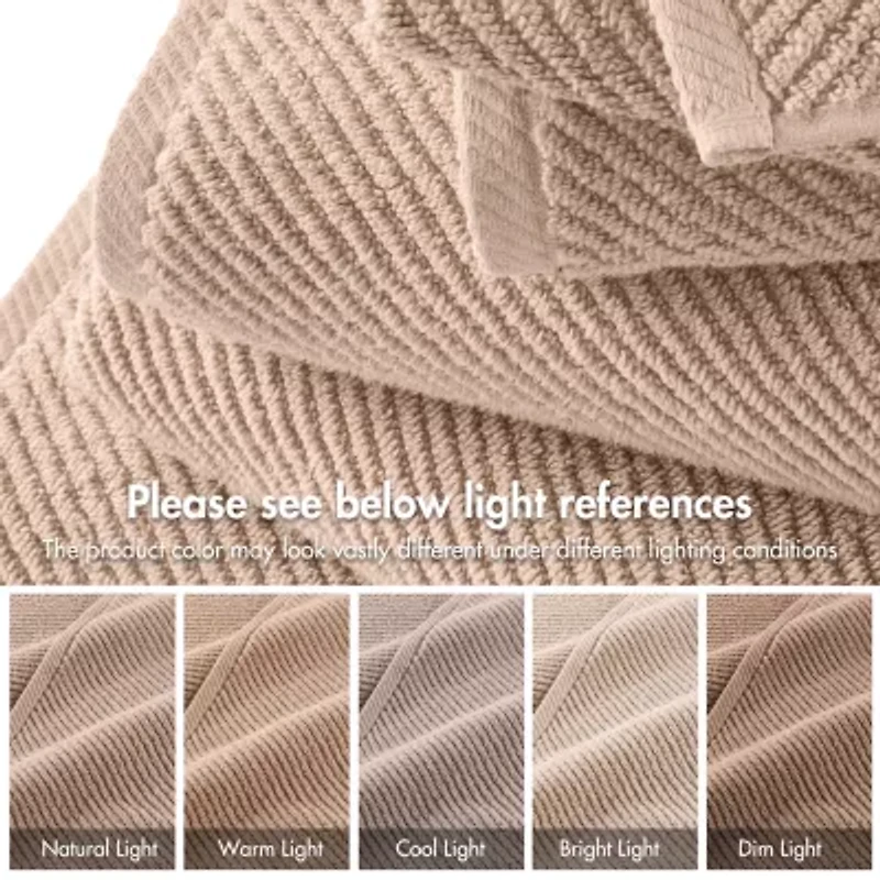 Madison Park Diagonal Ribbed 500gsm Cotton Zero Twist -pc. Quick Dry Bath Towel Set