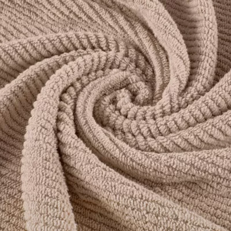 Madison Park Diagonal Ribbed 500gsm Cotton Zero Twist -pc. Quick Dry Bath Towel Set