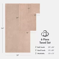 Madison Park Diagonal Ribbed 500gsm Cotton Zero Twist Quick Dry 6-pc. Bath Towel Set