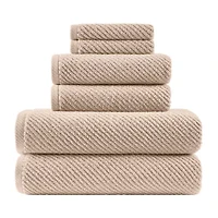 Madison Park Diagonal Ribbed 500gsm Cotton Zero Twist Quick Dry 6-pc. Bath Towel Set