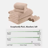 Madison Park Diagonal Ribbed 500gsm Cotton Zero Twist Quick Dry 6-pc. Bath Towel Set