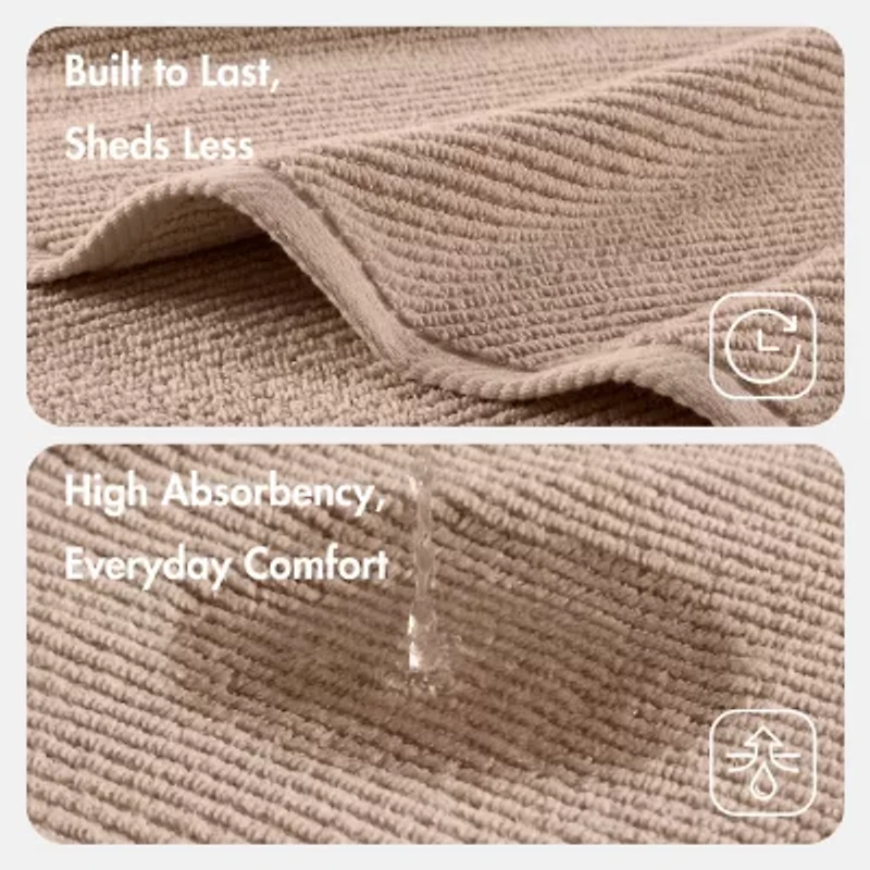 Madison Park Diagonal Ribbed 500gsm Cotton Zero Twist Quick Dry 6-pc. Bath Towel Set