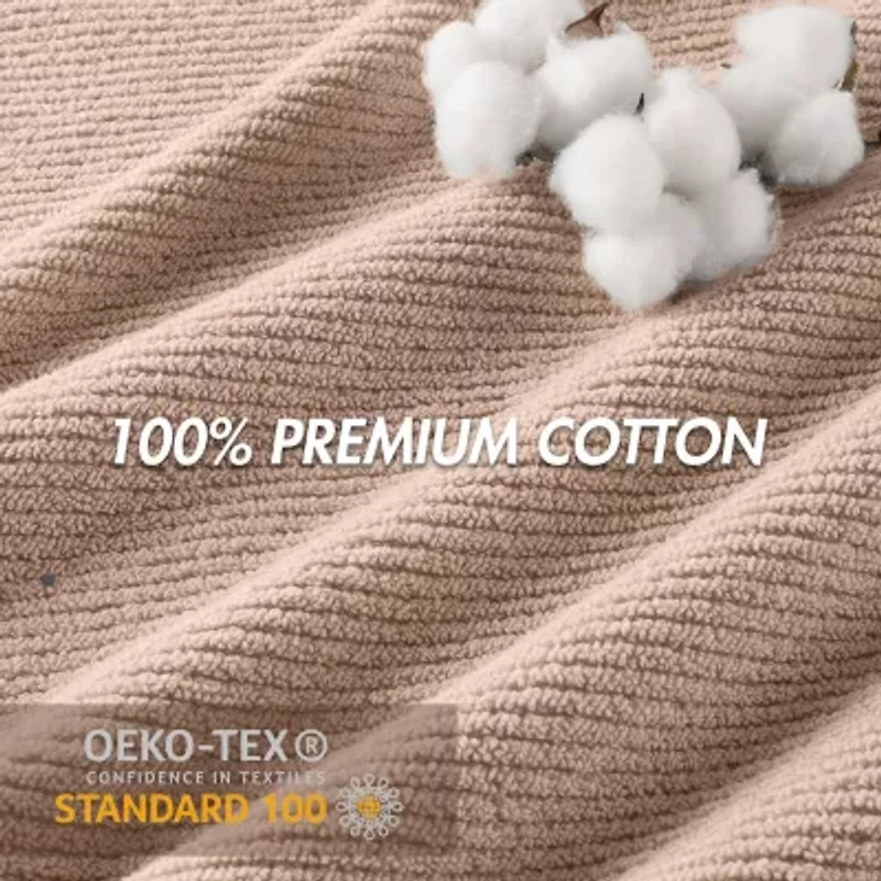 Madison Park Diagonal Ribbed 500gsm Cotton Zero Twist Quick Dry 6-pc. Bath Towel Set