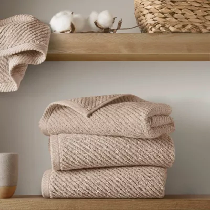 Madison Park Diagonal Ribbed 500gsm Cotton Zero Twist 4-pc. Quick Dry Hand Towel Set