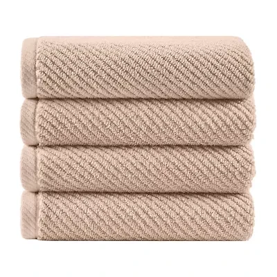 Madison Park Diagonal Ribbed 500gsm Cotton Zero Twist 4-pc. Quick Dry Hand Towel Set