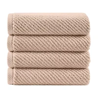 Madison Park Diagonal Ribbed 500gsm Cotton Zero Twist 4-pc. Quick Dry Hand Towel Set