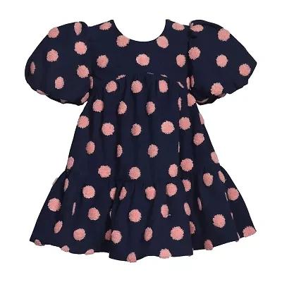 Bonnie Jean Girls Short Sleeve Balloon Babydoll Dress