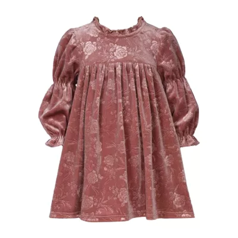 Bonnie Jean Toddler Girls 3/4 Sleeve Puffed A-Line Dress