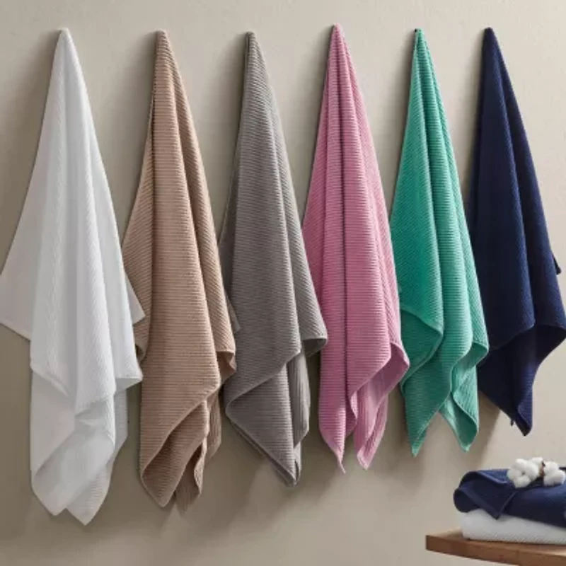 Madison Park Diagonal Ribbed 500gsm Cotton Zero Twist Quick Dry Bath Towel Set