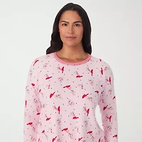Cuddl Duds Womens Round Neck Long Sleeve 2-pc. Plus Pajama Sets