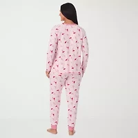Cuddl Duds Womens Round Neck Long Sleeve 2-pc. Plus Pajama Sets