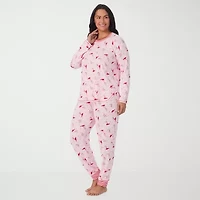 Cuddl Duds Womens Round Neck Long Sleeve 2-pc. Plus Pajama Sets