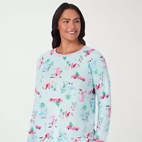 Cuddl Duds Womens Round Neck Long Sleeve 2-pc. Plus Pajama Sets