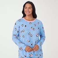 Cuddl Duds Womens Round Neck Long Sleeve 2-pc. Plus Pajama Sets