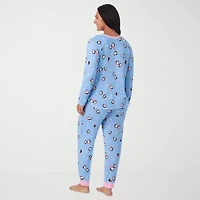 Cuddl Duds Womens Round Neck Long Sleeve 2-pc. Plus Pajama Sets