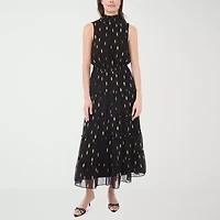 MSK Womens Sleeveless Dots Maxi Dress