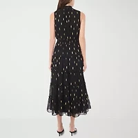 MSK Womens Sleeveless Dots Maxi Dress