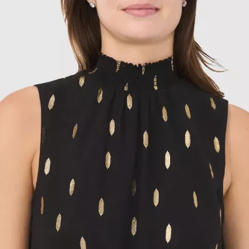 MSK Womens Sleeveless Dots Maxi Dress