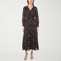 MSK Womens Long Sleeve Floral Maxi Dress