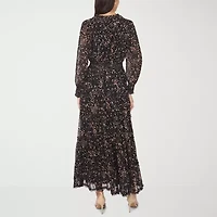 MSK Womens Long Sleeve Floral Maxi Dress
