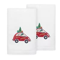 Linum Home Textiles Christmas Car 2-pc. Embellished Hand Towel