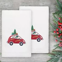 Linum Home Textiles Christmas Car 2-pc. Embellished Hand Towel