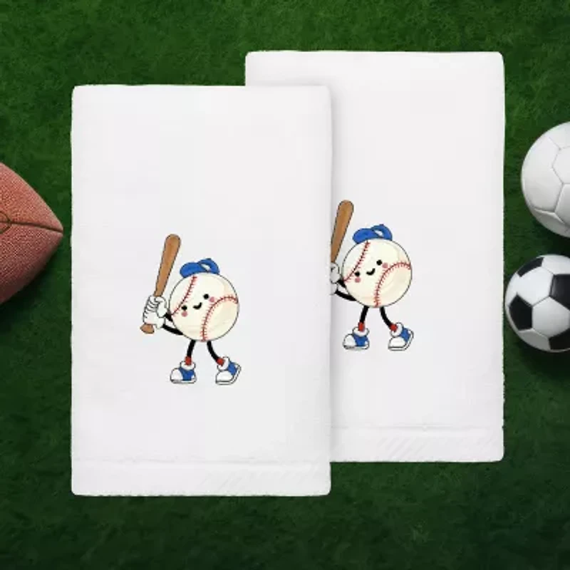 Linum Home Textiles Baseball Player 2-pc. Embellished Hand Towel
