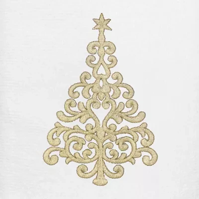 Linum Home Textiles Christmas Gold Tree 2-pc. Embellished Hand Towel