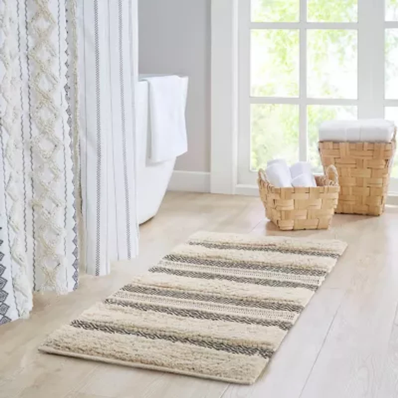 INK+IVY Asher Woven Texture Stripe Bath Rug