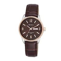 Armitron® All-Sport® Mens Brown Dial Brown Leather Strap Watch