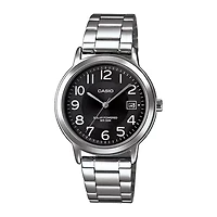 Casio® Mens Black Dial Stainless Steel Solar Watch MTPS100D-1BV