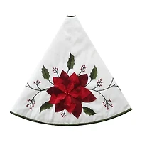 Kurt Adler Ivory With Holly Leaves And Poinsettia Indoor Tree Skirt