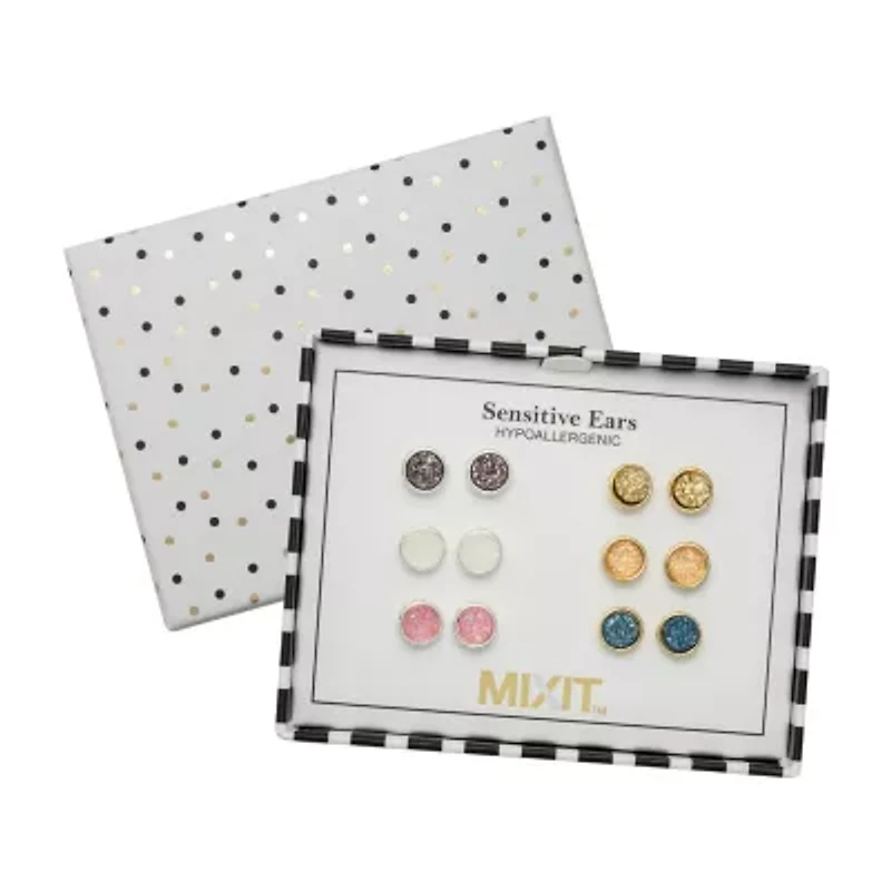 Mixit Womens Round Hypoallergenic 6 Pair Earring Set