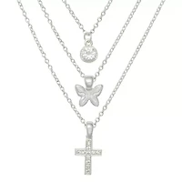 Mixit Womens Cubic Zirconia Butterfly Cross Hypoallergenic 3-pc. Necklace Set