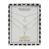 Mixit Womens Cubic Zirconia Butterfly Cross Hypoallergenic 3-pc. Necklace Set