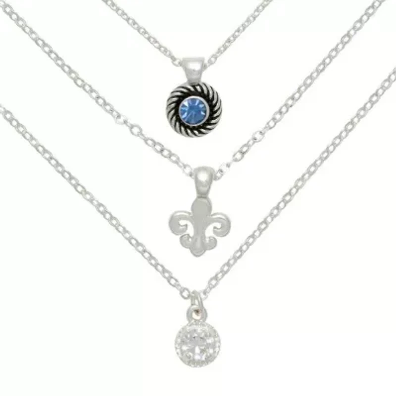 Mixit Womens Cubic Zirconia Hypoallergenic 3-pc. Necklace Set