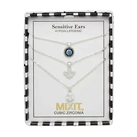 Mixit Womens Cubic Zirconia Hypoallergenic 3-pc. Necklace Set