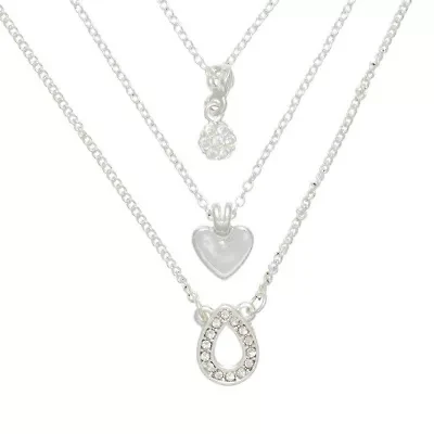 Mixit Womens Cubic Zirconia Flower Heart Hypoallergenic 3-pc. Necklace Set