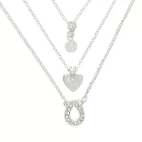 Mixit Womens Cubic Zirconia Flower Heart Hypoallergenic 3-pc. Necklace Set