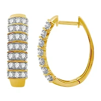 (H-I / I1) Womens 1 CT. T.W. Lab Grown White Diamond 10K Gold 22.5mm Hoop Earrings