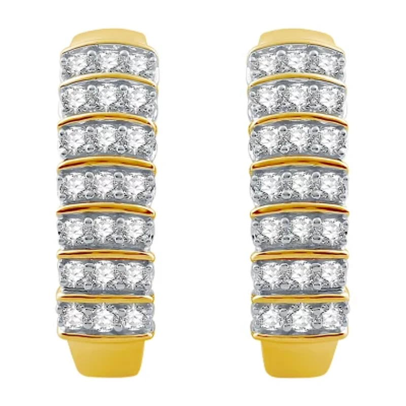 (H-I / I1) Womens 1 CT. T.W. Lab Grown White Diamond 10K Gold 22.5mm Hoop Earrings