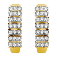 (H-I / I1) Womens 1 CT. T.W. Lab Grown White Diamond 10K Gold 22.5mm Hoop Earrings