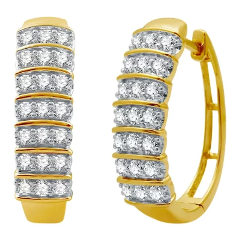 (H-I / I1) Womens 1 CT. T.W. Lab Grown White Diamond 10K Gold 22.5mm Hoop Earrings