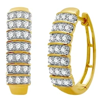 (H-I / I1) Womens 1 CT. T.W. Lab Grown White Diamond 10K Gold 22.5mm Hoop Earrings