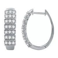 H-I / I1) Womens 1 CT. T.W. Lab Grown White Diamond 10K White Gold 22.5mm Hoop Earrings