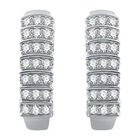 H-I / I1) Womens 1 CT. T.W. Lab Grown White Diamond 10K White Gold 22.5mm Hoop Earrings