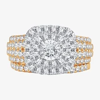 Womens / CT. T.W. Natural White Diamond 10K Gold Cushion Halo Bridal Set