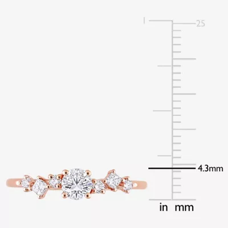 Womens 1/2 CT. T.W. Natural White Diamond 14K Rose Gold Round Engagement Ring