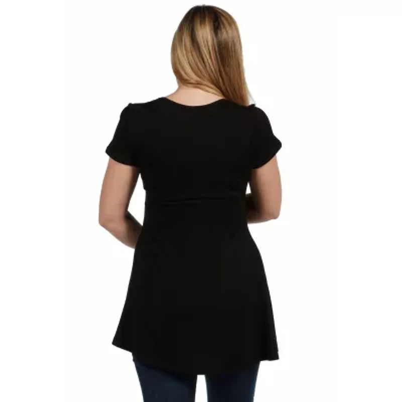 24/7 Comfort Apparel Cap Sleeve Soft Flare Hem Tunic Top